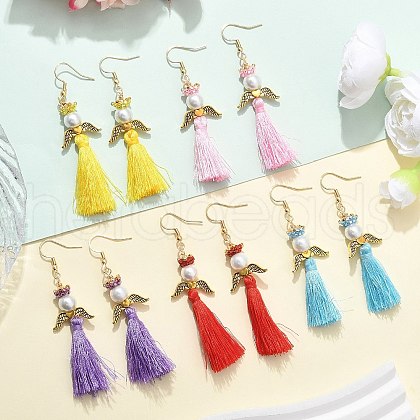 Angel 304 Stainless Steel Dangle Earrings EJEW-MZ00409-1