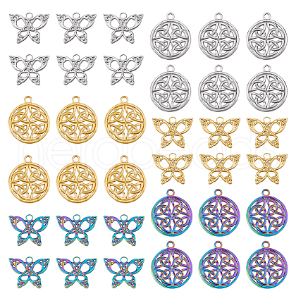 DICOSMETIC 24Pcs 6 Styles 201 Stainless Steel Pendants STAS-DC0013-69-1