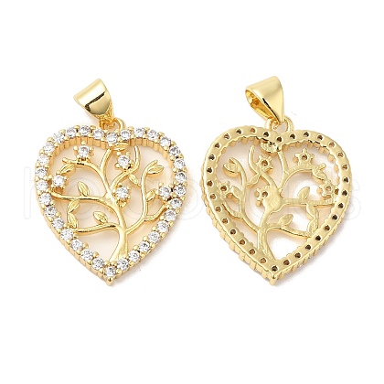 Brass Micro Pave Clear Cubic Zirconia Pendants ZIRC-L103-029G-1