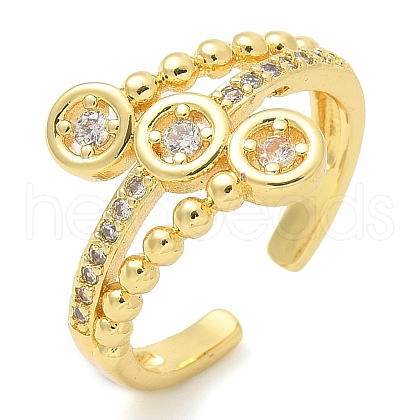 Brass Micro Pave Clear Cubic Zirconia Cuff Rings RJEW-M029-02G-1