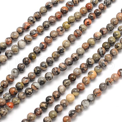 Natural Silver Crazy Lace Agate Round Beads Strands G-N0166-34-4mm-1