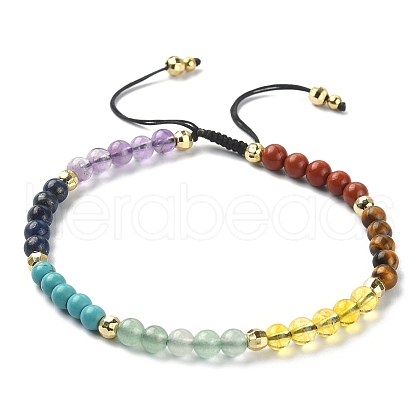 Natural & Synthetic Mixed Stone Braided Bead Bracelet BJEW-TA00324-1