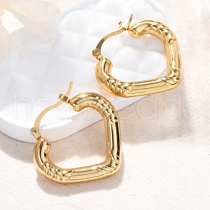 304 Stainless Steel Heart Hoop Earrings for Women EJEW-A125-27G-1