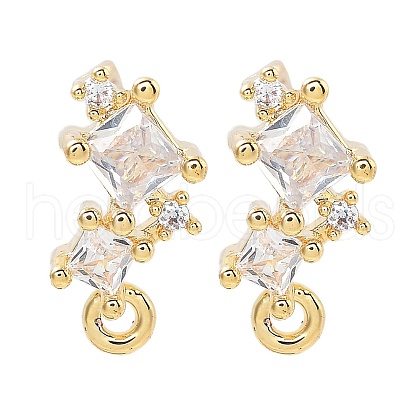 Brass Clear Cubic Zirconia Stud Earring Findings KK-A238-01F-G-1