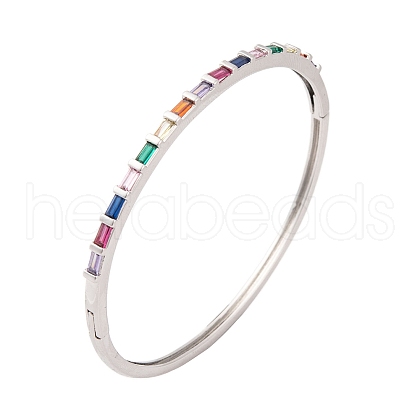 Brass Pave Colorful Glass Hinged Bangles for Women BJEW-S147-21D-P-1