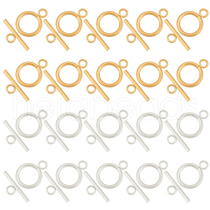 Unicraftale 304 Stainless Steel Ring Toggle Clasps STAS-UN0001-37-1