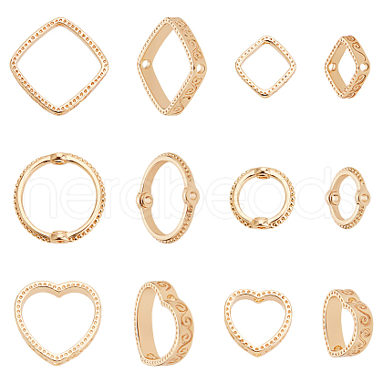 BENECREAT 12Pcs 6 Style Brass Bead Frames KK-BC0012-93-1