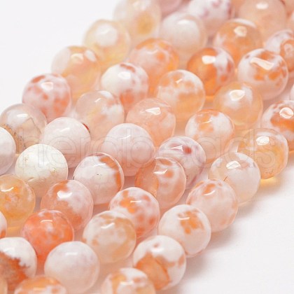 Faceted Natural Fire Crackle Agate Beads Strands G-F447-6mm-B03-1