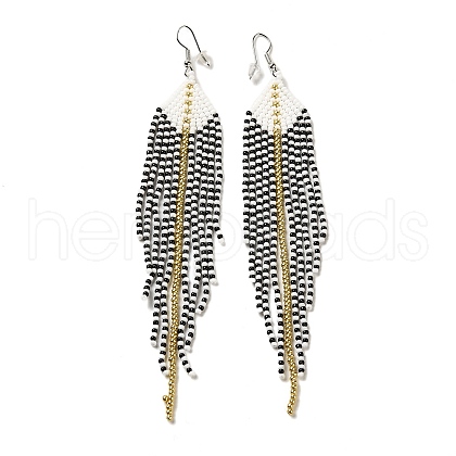Bohemia Woven Glass Seed Bead Dangle Earrings EJEW-A046-04A-1