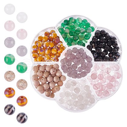 AHADERMAKER 280Pcs 7 Style Natural Mixed Gemstone Beads G-GA0001-55-1