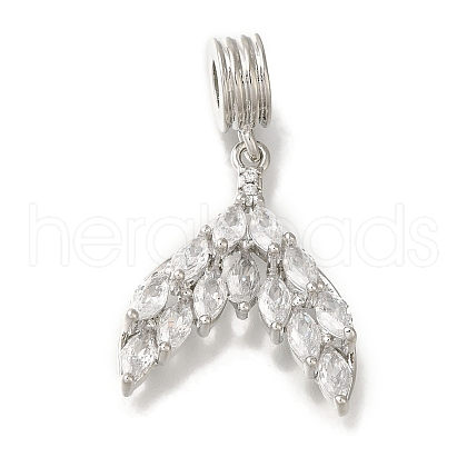 Rack Plating Brass Pave Clear Cubic Zirconia European Dangle Charms KK-H485-30P-1