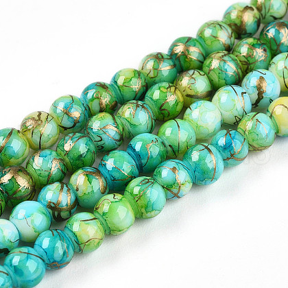 Baking Painted Glass Beads Strands X1-DGLA-N003-4mm-B04-1