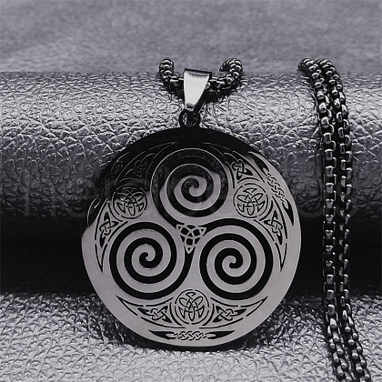 Stainless Steel Triskele Triskelion Pendant Necklace for Men OD7833-3-1