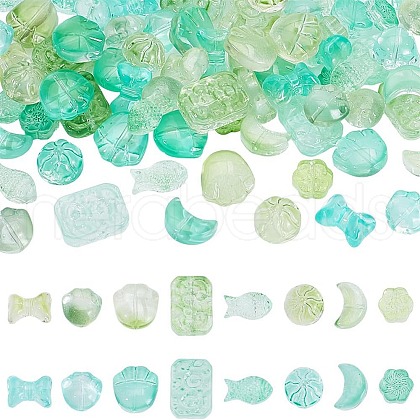 AHADERMAKER 160Pcs 16 Styles Transparent Spray Painted Glass Beads GLAA-GA0002-02-1