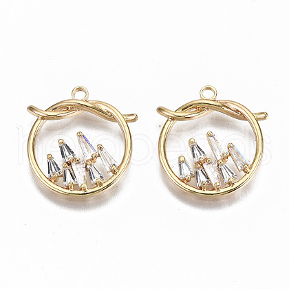 Brass Micro Pave Clear Cubic Zirconia Pendants KK-S356-169G-NF-1