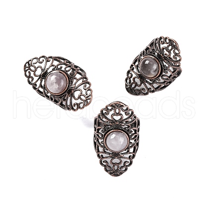 Natural Quartz Crystal Retro Finger Rings RJEW-B067-02R-17-1