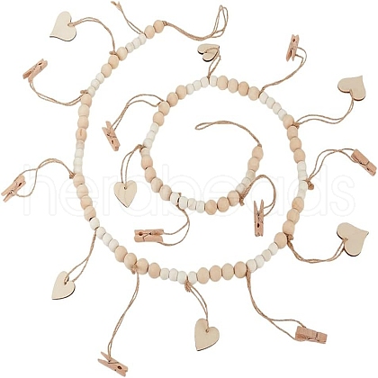 Heart Wooden Beads Hanging Clips HJEW-GO00067-1