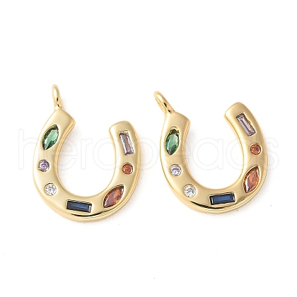 Brass Micro Pave Colorful Cubic Zirconia Charms KK-Q031-40G-02-1