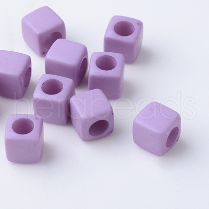 Solid Color Acrylic European Beads SACR-T001-02G-1