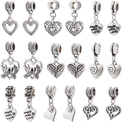 CHGCRAFT 54Pcs 9 Styles Tibetan Style Alloy European Dangle Charms FIND-CA0005-59-1