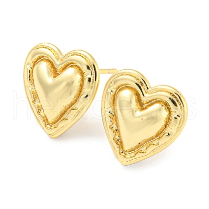 Rack Plating Brass Heart Stud Earrings for Women EJEW-F326-22G-1