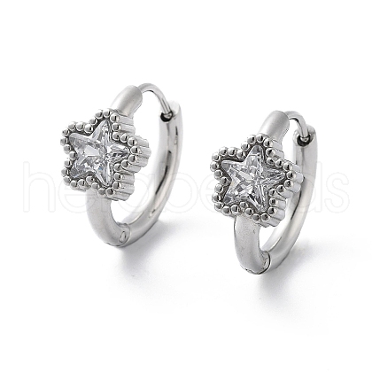 304 Stainless Steel Star Hoop Earrings EJEW-D095-22P-02-1