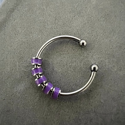 304 Stainless Steel Enamel Disc Beaded Adjustable Open Rings FS-WGAD8B0-12-1