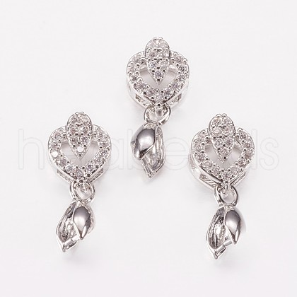 Long-Lasting Plated Brass Micro Pave Cubic Zirconia Ice Pick Pinch Bails ZIRC-F069-21P-1
