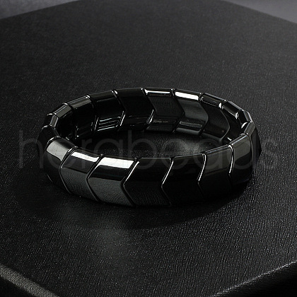 Non-Magnetic Synthetic Hematite Beaded Stretch Bracelets for Men FIND-PW0021-10C-1