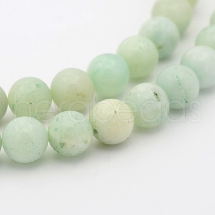 Natural Flower Amazonite Round Bead Strands G-P070-33-4mm-1