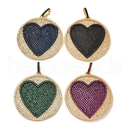 Brass Micro Pave Cubic Zirconia Pendants KK-U076-15G-1