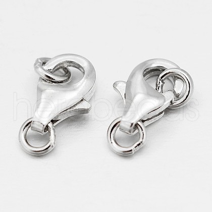 Anti-Tarnish Rhodium Plated 925 Sterling Silver Lobster Claw Clasps STER-O015-A-04-1