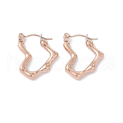 Ion Plating(IP) 304 Stainless Steel Heart Hoop Earrings for Women EJEW-I267-08RG-1