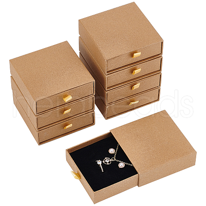 Kraft Paper Necklace Earring Storage Gift Drawer Boxes CON-WH0095-87B-1