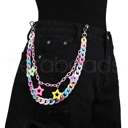 Macaron Color Star Acrylic Double Layer Chain Belts for Pants FS-WG9A655-01-1