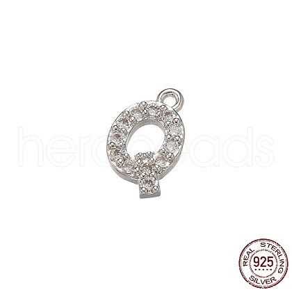 Real Platinum Plated Rhodium Plated 925 Sterling Silver Micro Pave Clear Cubic Zirconia Charms STER-P054-10P-Q-1