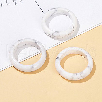 Natural Howlite Plain Band Finger Rings PW-WG26698-12-1