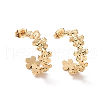 Ion Plating(IP) 304 Stainless Steel Flower Wrap Stud Earrings X-EJEW-G326-03G-1