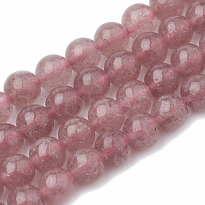 Natural Dyed Strawberry Quartz Beads Strands X-G-S295-15-8mm-1-1