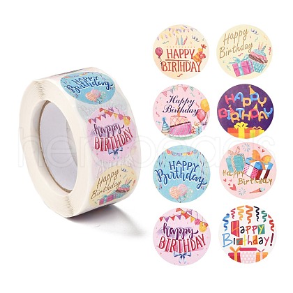 Birthday Themed Pattern Self-Adhesive Stickers DIY-E023-08B-1