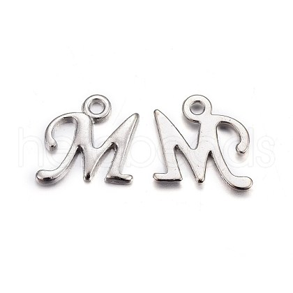 Platinum Plated Alloy Letter Pendants PALLOY-J718-01P-M-1