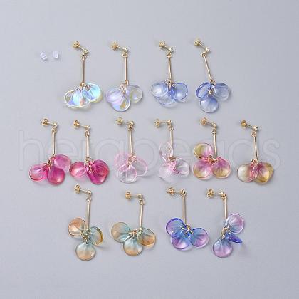 Glass Cluster Beads Dangle Ear Studs EJEW-JE03915-1