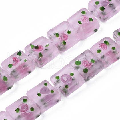 Handmade Frosted Lampwork Beads Strands LAMP-N021-38A-1