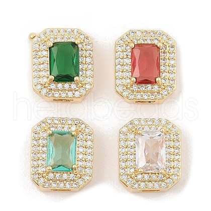 Brass Micro Pave Cubic Zirconia Slide Charms ZIRC-I068-09G-1