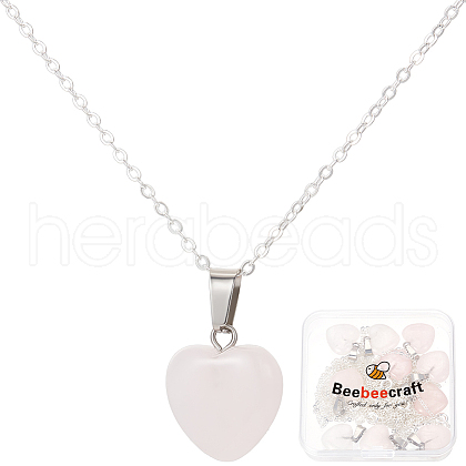Beebeecraft 10Pcs Natural Rose Quartz Geometry Pendant Necklace NJEW-BBC0001-17-1