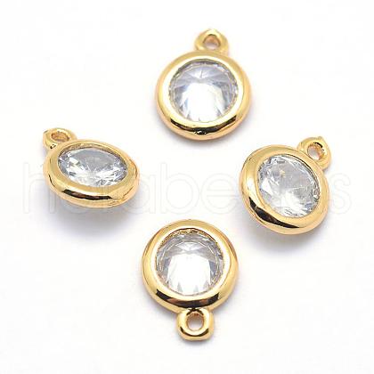 Brass Cubic Zirconia Pendants KK-P119-33-8x6mm-G-NR-1