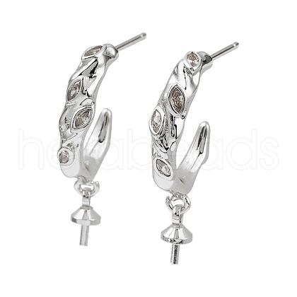 Rack Plating Brass Micro Pave Clear Cubic Zirconia Studs Earrings Finding KK-T072-10P-1