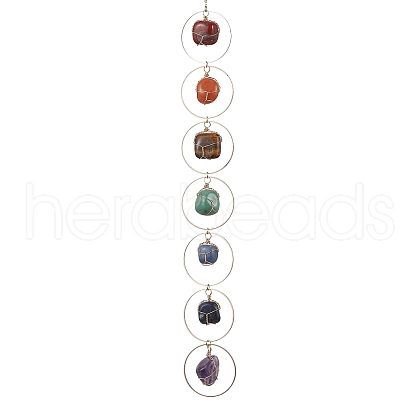 Chakra Jewelry Natural Mixed Gemstone Pendant Decorations HJEW-JM01686-1