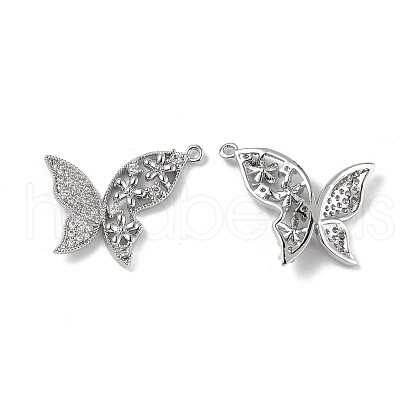 Brass Micro Pave Clear Cubic Zirconia Pendants KK-E068-VF245-1