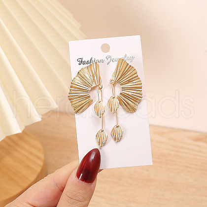 Fan with Leaf Alloy Dangle Stud Earrings FS-WGF637E-01-1